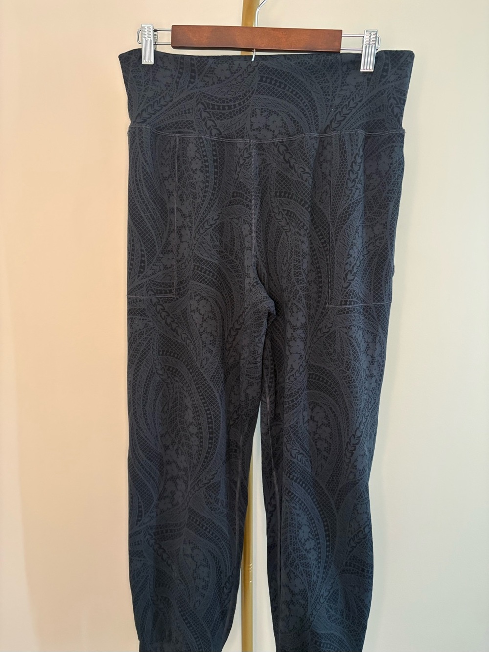 Athleta Salutation Textured Joggers in a Black Paisley "Dreamweaver" Print